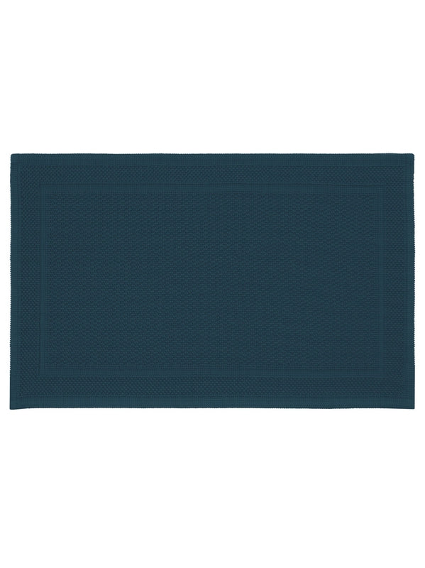 Tapis de bain Antica bleu pétrole 50x80 cm en coton 100% épais et absorbant