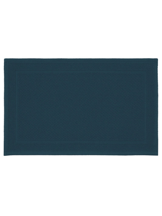 Tapis de bain Antica bleu pétrole 50x80 cm en coton 100% épais et absorbant