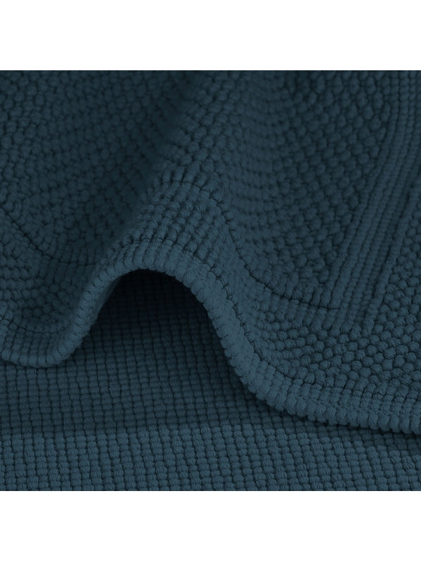 Tapis de bain Antica bleu pétrole 50x80 cm en coton 100% épais et absorbant