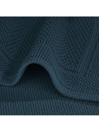 Tapis de bain Antica bleu pétrole 50x80 cm en coton 100% épais et absorbant