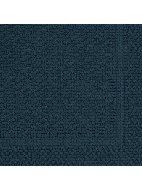 Tapis de bain Antica bleu pétrole 50x80 cm en coton 100% épais et absorbant