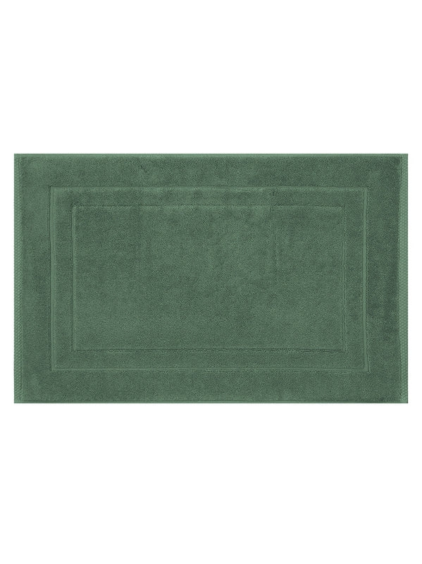 Tapis de bain Éléa kaki 50x80 cm en coton, teinte verte naturelle