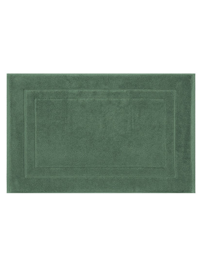 Tapis de bain Éléa kaki 50x80 cm en coton, teinte verte naturelle