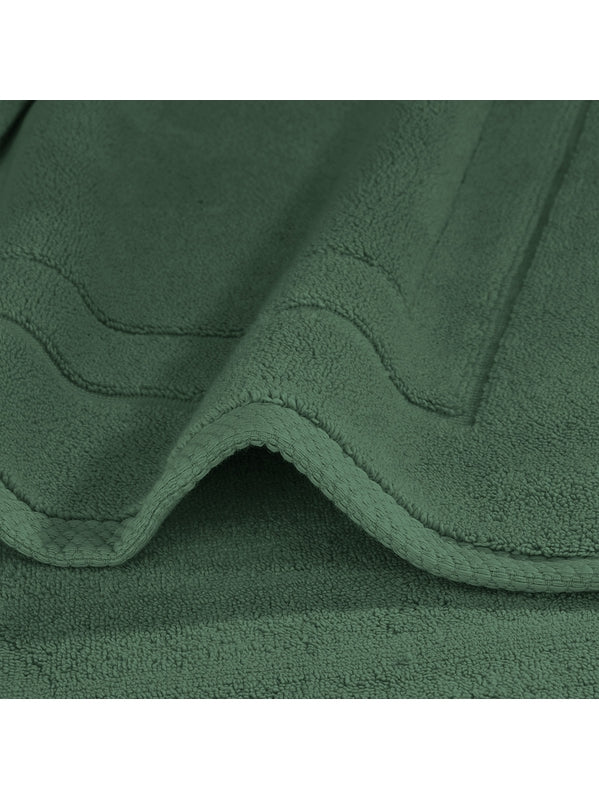 Tapis de bain Éléa kaki 50x80 cm en coton, teinte verte naturelle