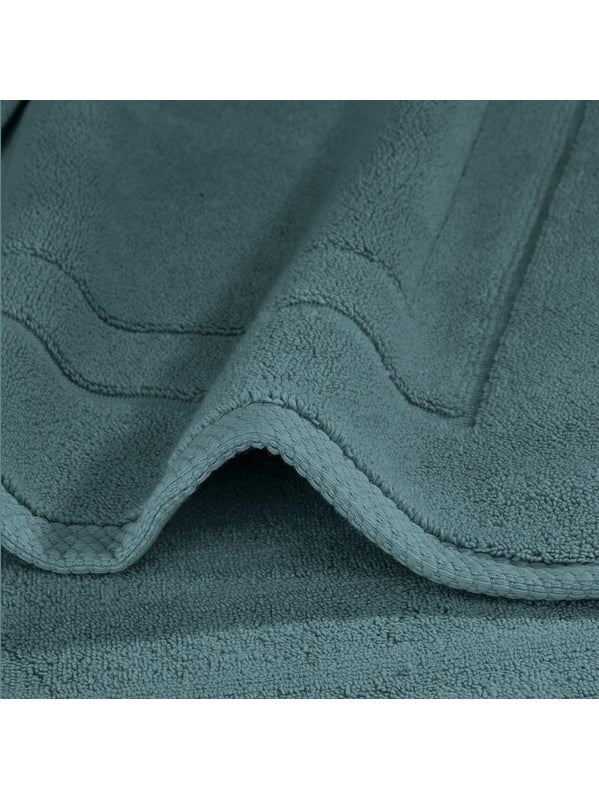 Tapis de bain Elea 50x80 cm en coton bleu pétrole, épais 900 g/m²