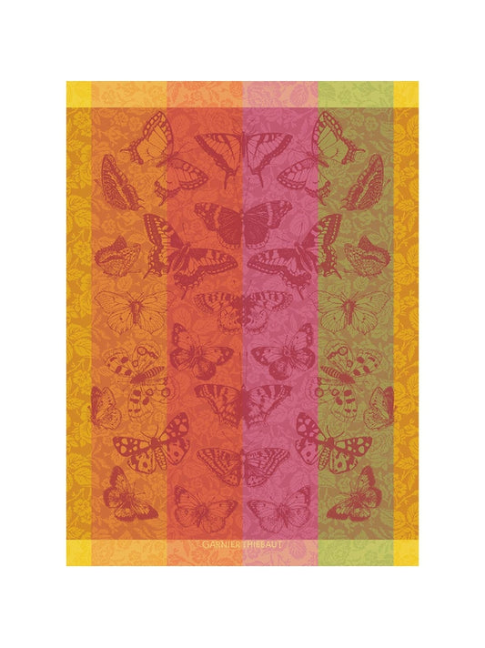 Torchon Beaux Papillons Flamboyant multicolore en coton 56x77 cm