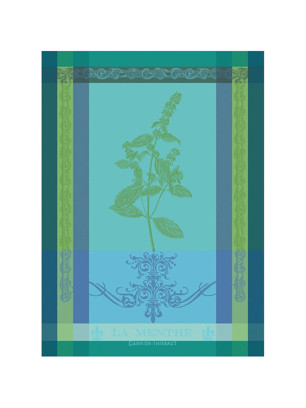 Torchon de cuisine 100% coton vert chlorophylle brin de menthe 56x77 cm