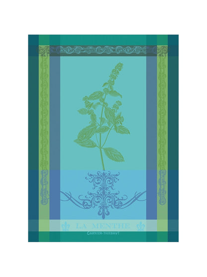Torchon de cuisine 100% coton vert chlorophylle brin de menthe 56x77 cm