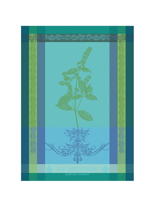 Torchon de cuisine 100% coton vert chlorophylle brin de menthe 56x77 cm