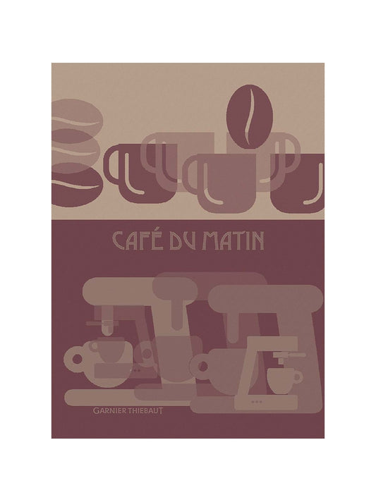 Torchon Café du Matin Palissandre en coton rouge 50x70 cm