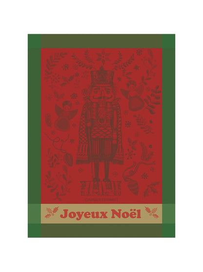 Torchon de Noël casse-noisette rouge 56x77 cm en coton 100%