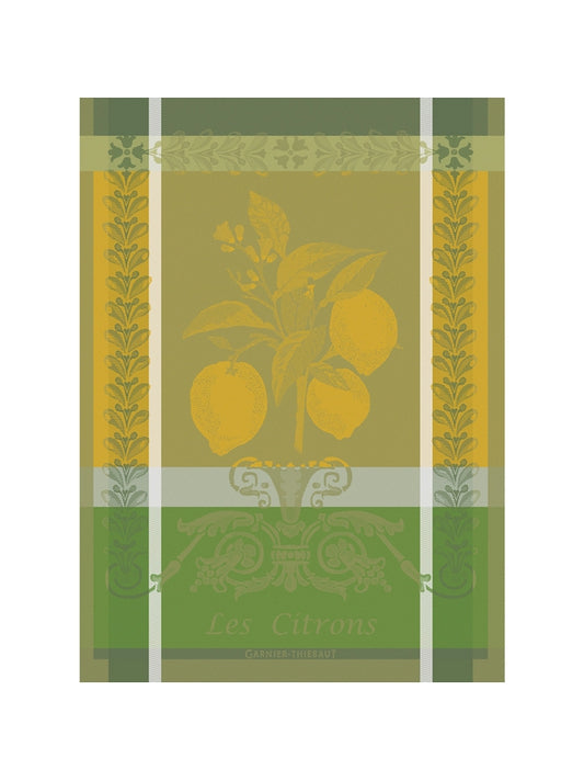 Torchon citron zeste vert 56x77 cm en coton avec motif citron