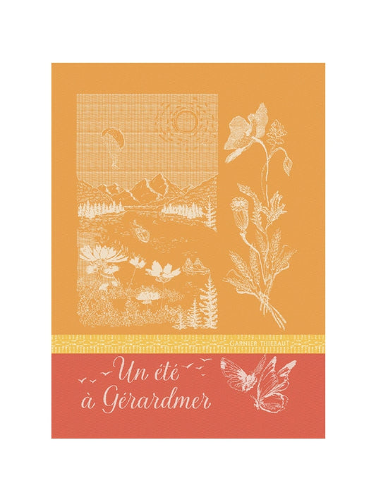 Torchon de cuisine orange 50x70 cm en coton, modèle été Gérardmer