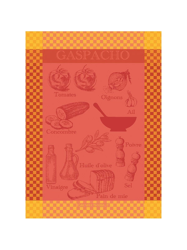 Torchon Gaspacho Rosso en coton rouge 56x77 cm avec finition ourlet