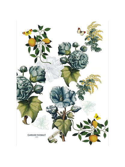 Torchon Giardino bleu 50x70 en coton/lin avec finition ourlets soignés