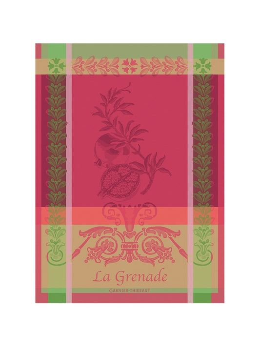 Torchon en coton motif grenade rose format 56x77 cm