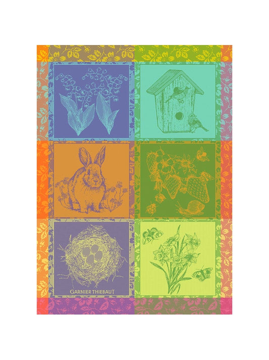 Torchon Hello Spring Prairie multicolore en coton 56x77 cm