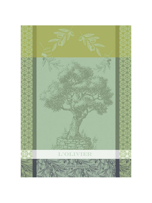 Torchon de cuisine L'Olivier Vert 56x77 cm en coton, coloris vert