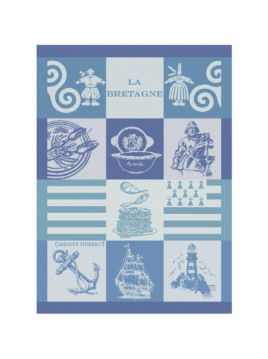 Torchon de cuisine Bretagne Ocean bleu 50x70 cm en coton
