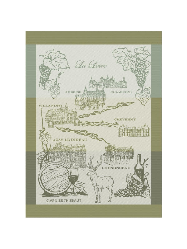 Torchon de cuisine La Loire vert gazon en coton 50x70 cm