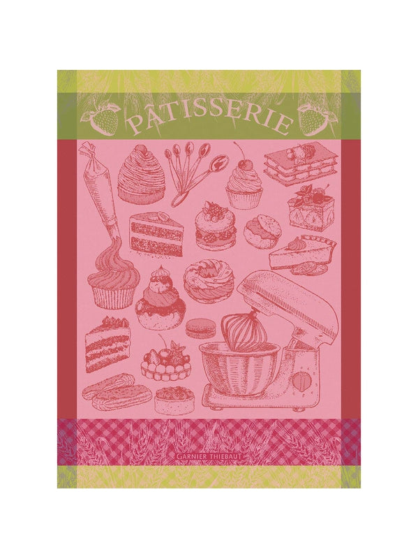 Torchon de cuisine pâtisserie rose en coton 56x77 cm