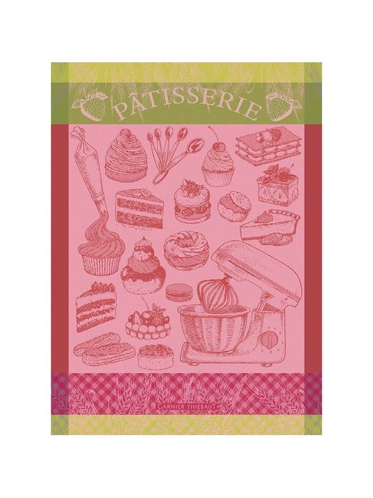 Torchon de cuisine pâtisserie rose en coton 56x77 cm