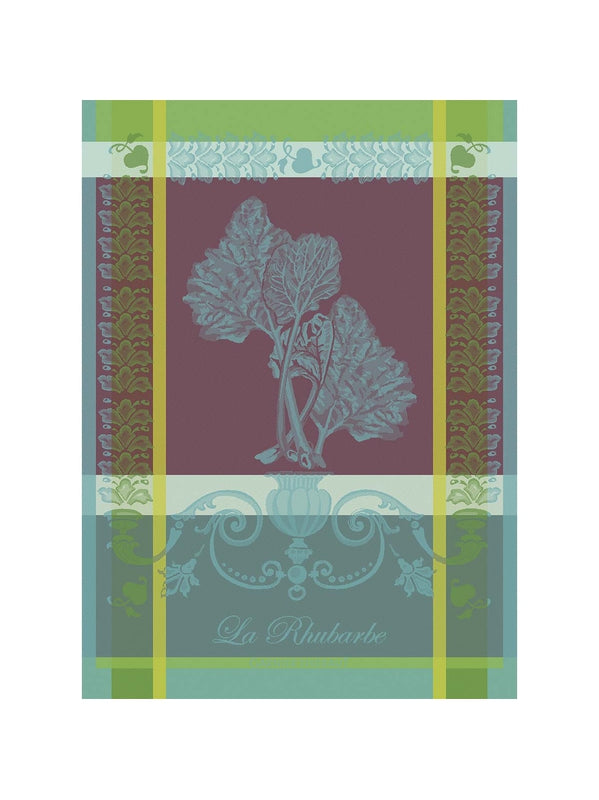 Torchon de cuisine La Rhubarbe Turquoise 56x77 cm en coton, coloris canard
