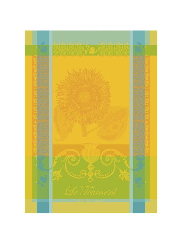Torchon de cuisine jaune 100% coton 56x77 motif tournesol