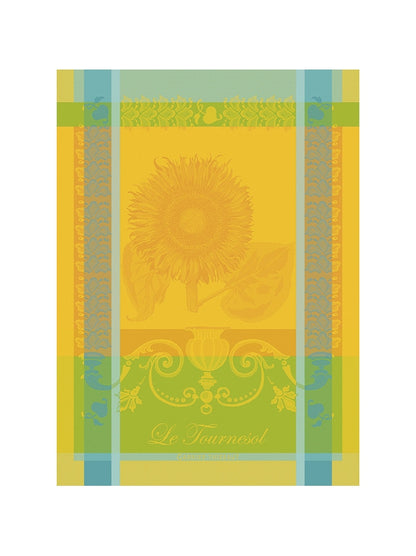 Torchon de cuisine jaune 100% coton 56x77 motif tournesol