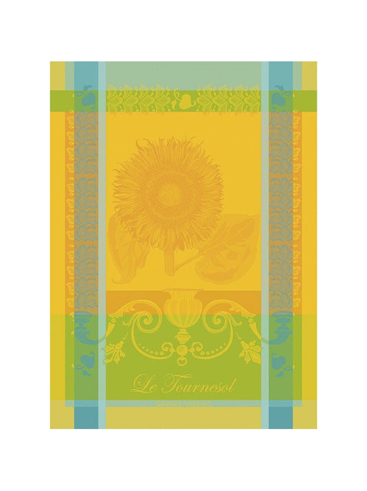 Torchon de cuisine jaune 100% coton 56x77 motif tournesol