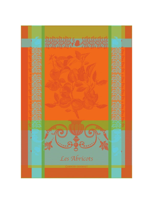 Torchon en coton 56x77 cm orange avec motif abricots