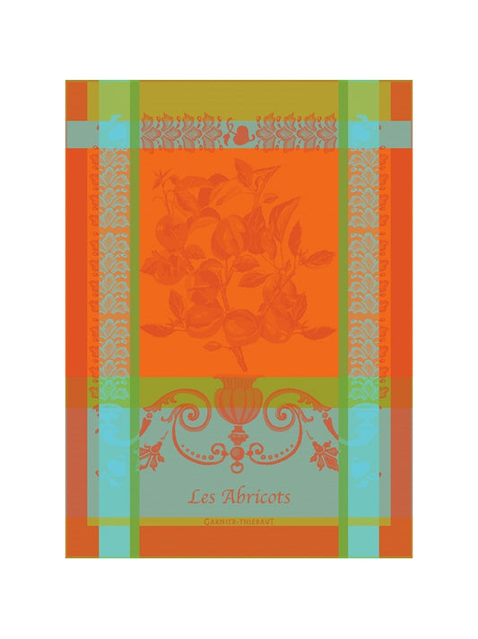 Torchon en coton 56x77 cm orange avec motif abricots