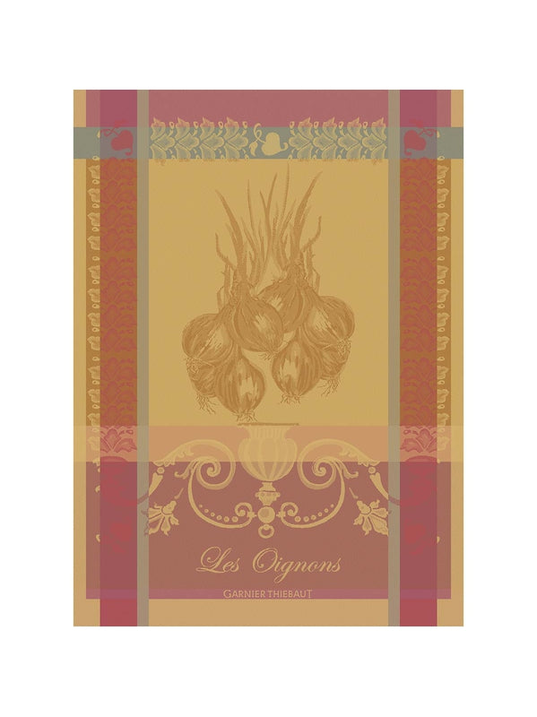 Torchon de cuisine Les Oignons ambre orange en coton 56x77 cm