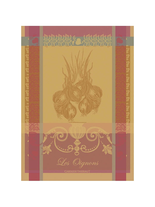 Torchon de cuisine Les Oignons ambre orange en coton 56x77 cm