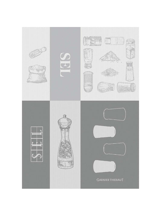 Torchon de cuisine Les Salières Calcite gris 56x77 cm en coton