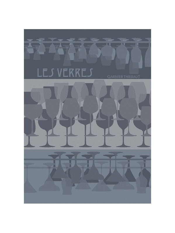 Torchon bleu denim 50x70 en coton pour essuyer les verres à pied