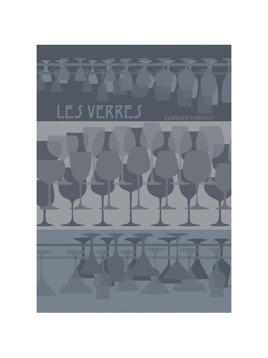 Torchon bleu denim 50x70 en coton pour essuyer les verres à pied