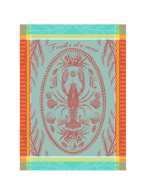 Torchon Marée Basse Lagon multicolore 56x77 cm en coton avec finition ourlet