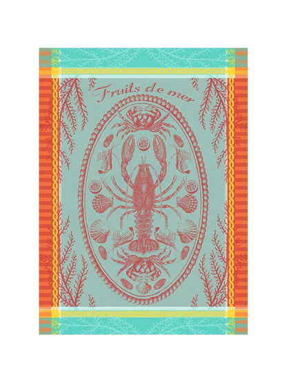Torchon Marée Basse Lagon multicolore 56x77 cm en coton avec finition ourlet