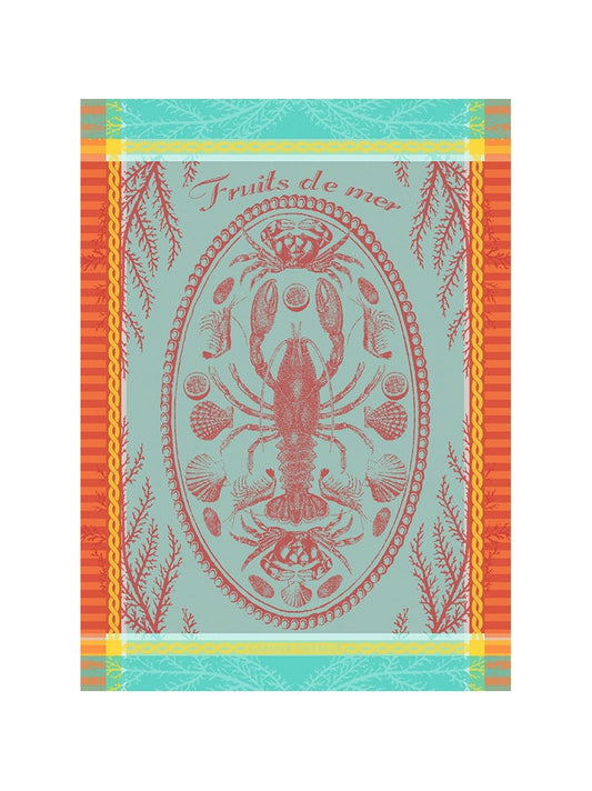 Torchon Marée Basse Lagon multicolore 56x77 cm en coton avec finition ourlet