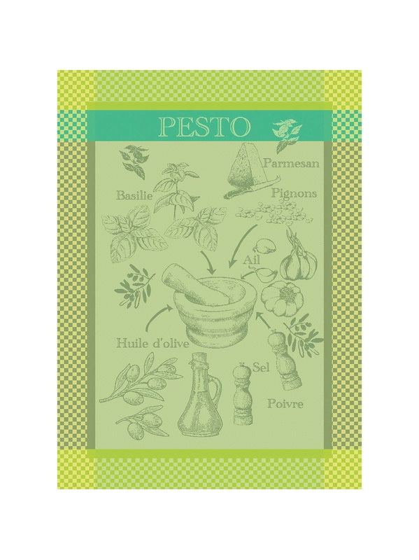 Torchon Pesto Verde vert 56x77 cm en 100% coton avec finition ourlet 10 mm