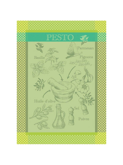 Torchon Pesto Verde vert 56x77 cm en 100% coton avec finition ourlet 10 mm