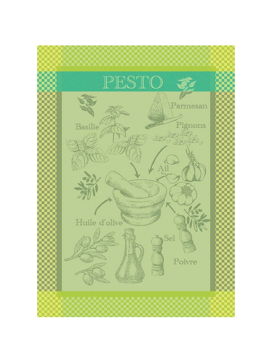 Torchon Pesto Verde vert 56x77 cm en 100% coton avec finition ourlet 10 mm