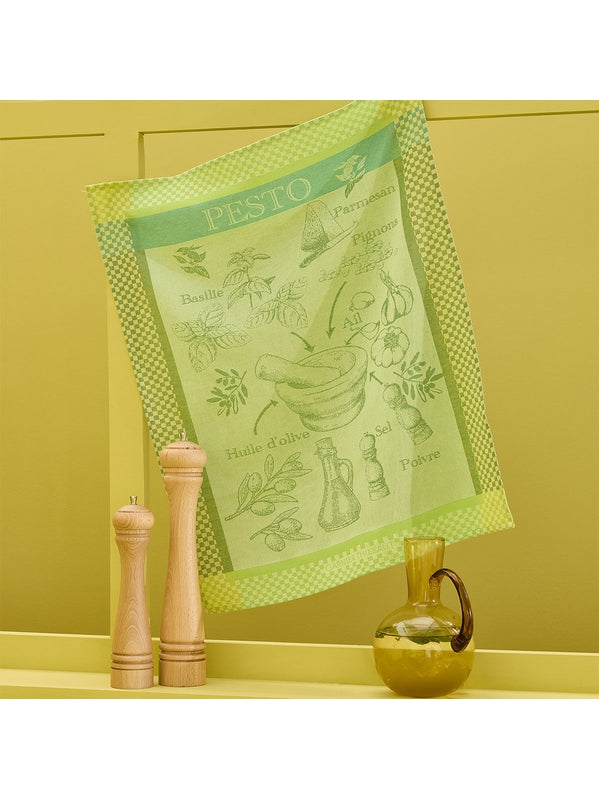 Torchon Pesto Verde vert 56x77 cm en 100% coton avec finition ourlet 10 mm