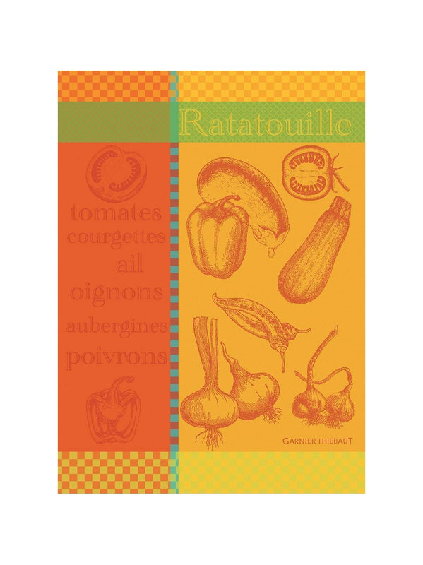 Torchon en coton Ratatouille Cuivre 56x77 coloris orange cuivré