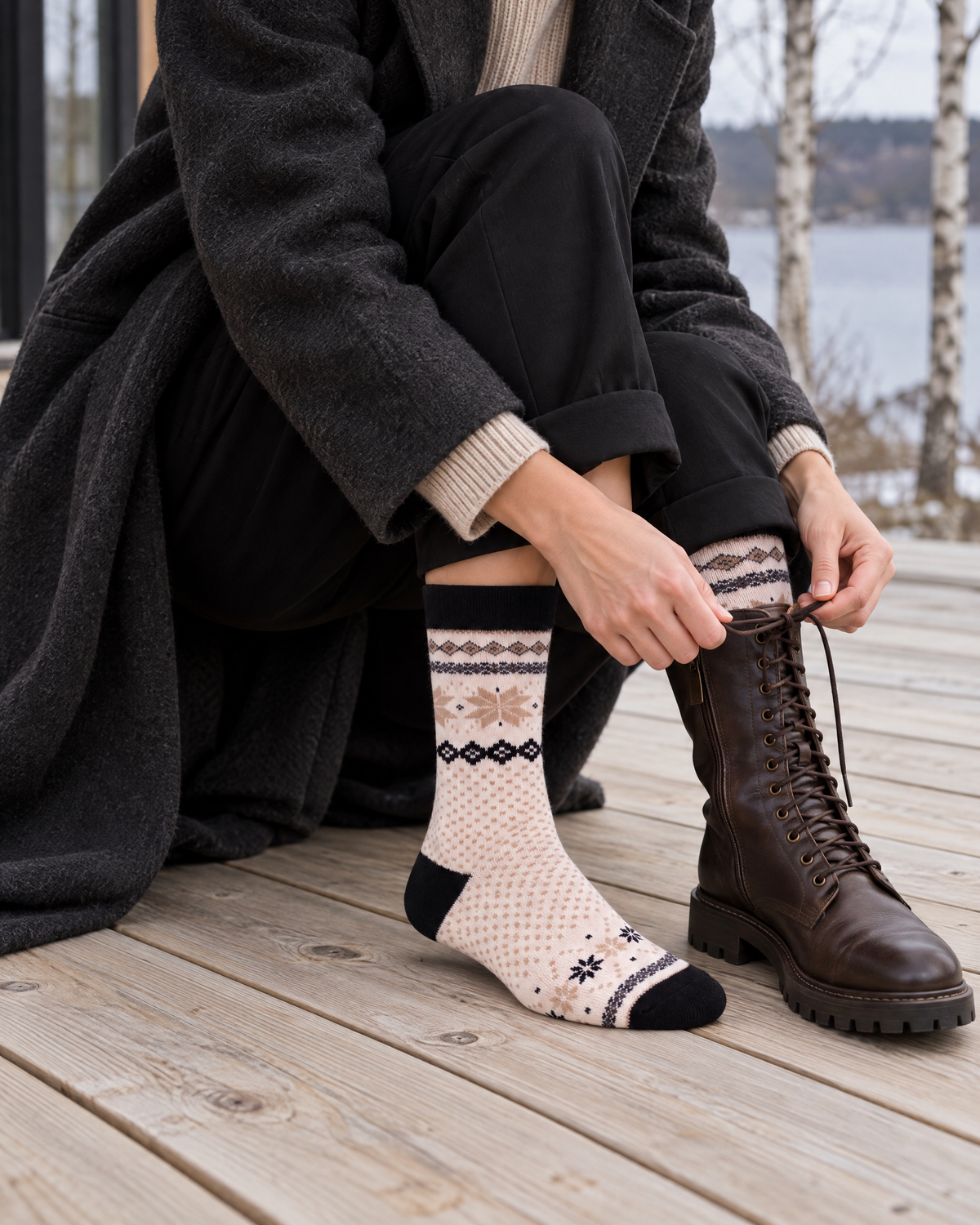 Chaussettes Aggende Snowflake Nordic Socks - Polar Star, motif extérieur