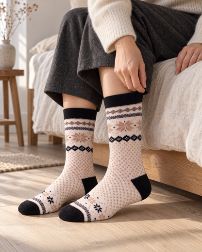 Chaussettes Aggende Snowflake Nordic Socks - Polar Star, motif intérieur