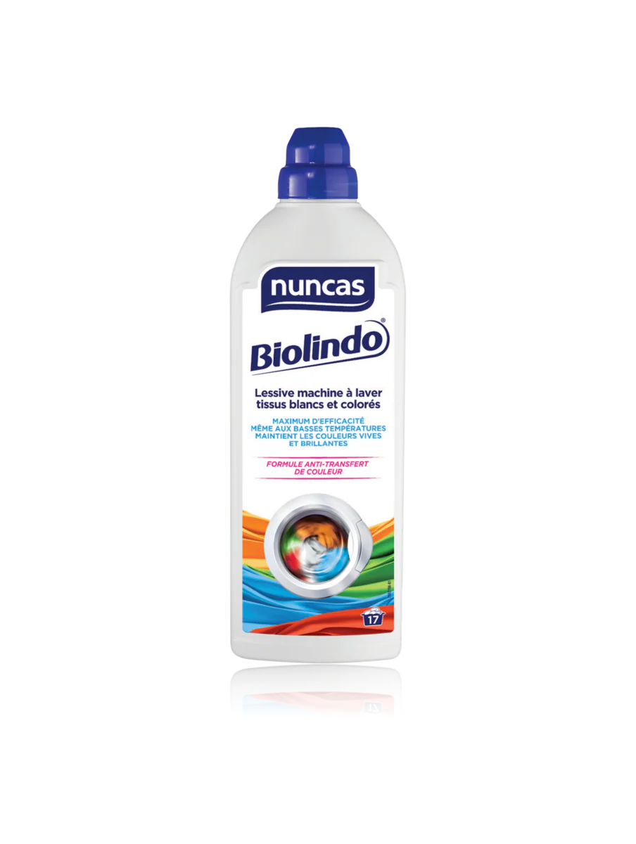 Biolindo Lessive pour Machine à Laver Tissus Blancs et Colorés - 1L - Nuncas