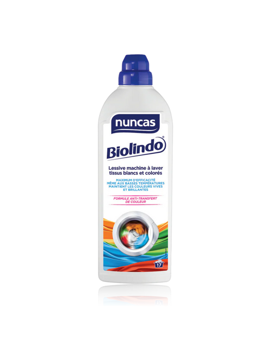 Biolindo Lessive pour Machine à Laver Tissus Blancs et Colorés - 1L - Nuncas