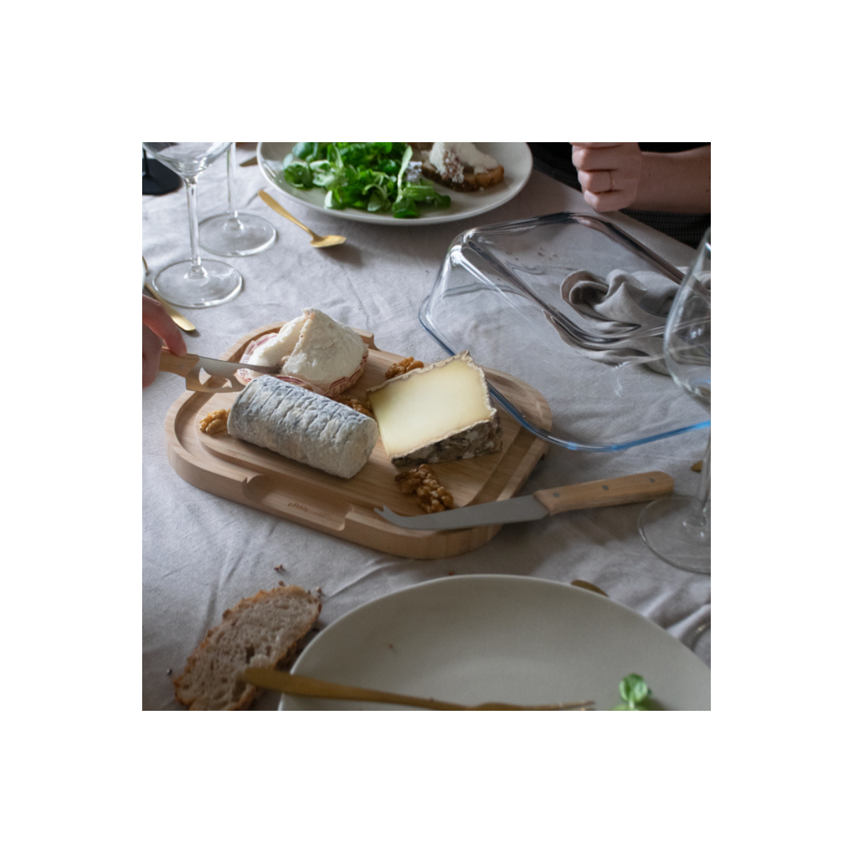 Boîte à Fromage en Verre et Bambou - Pebbly